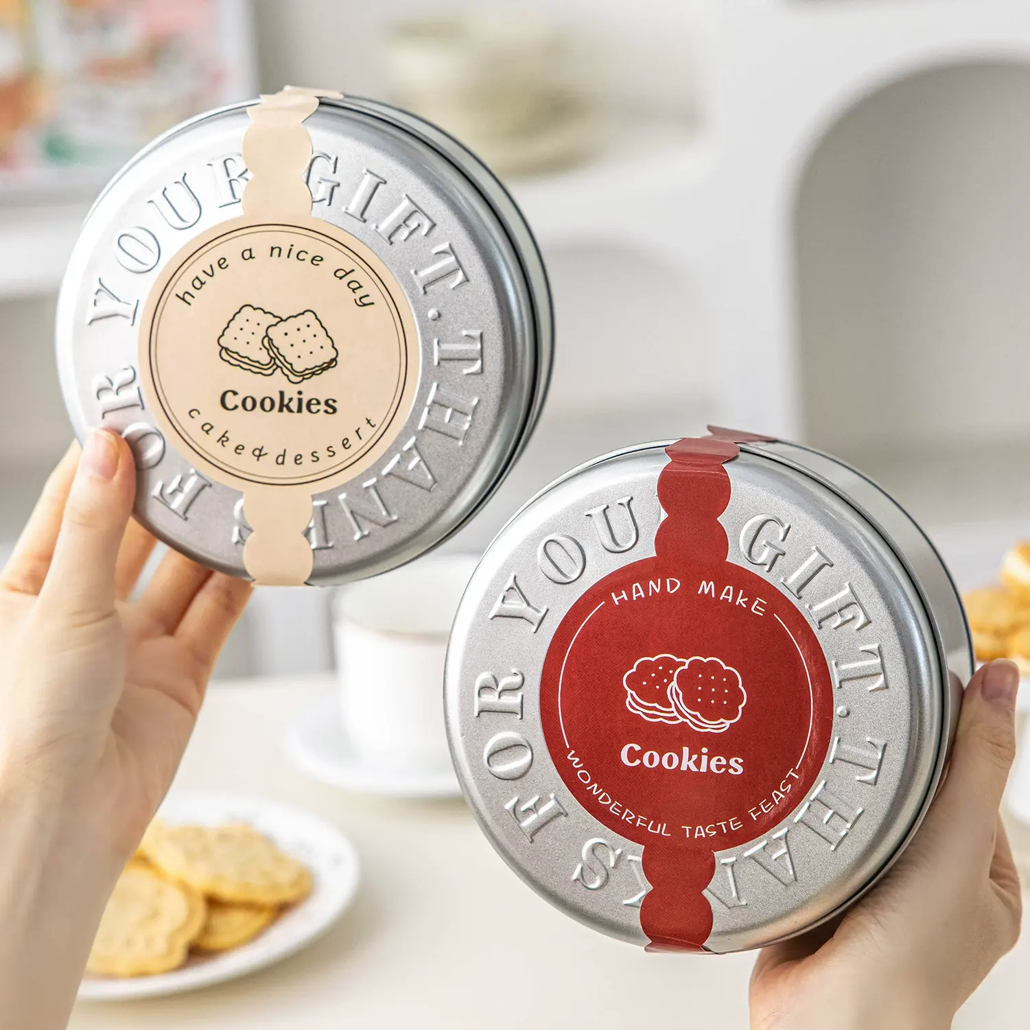 Embossed Message · Cookie Tin custom tin packaging design