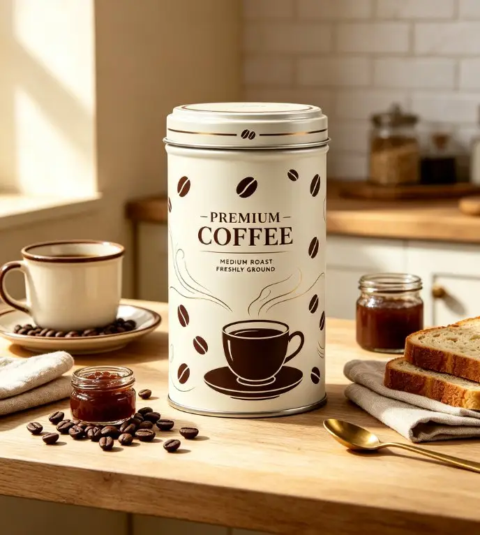 Blank pure white round tin can with slip lid